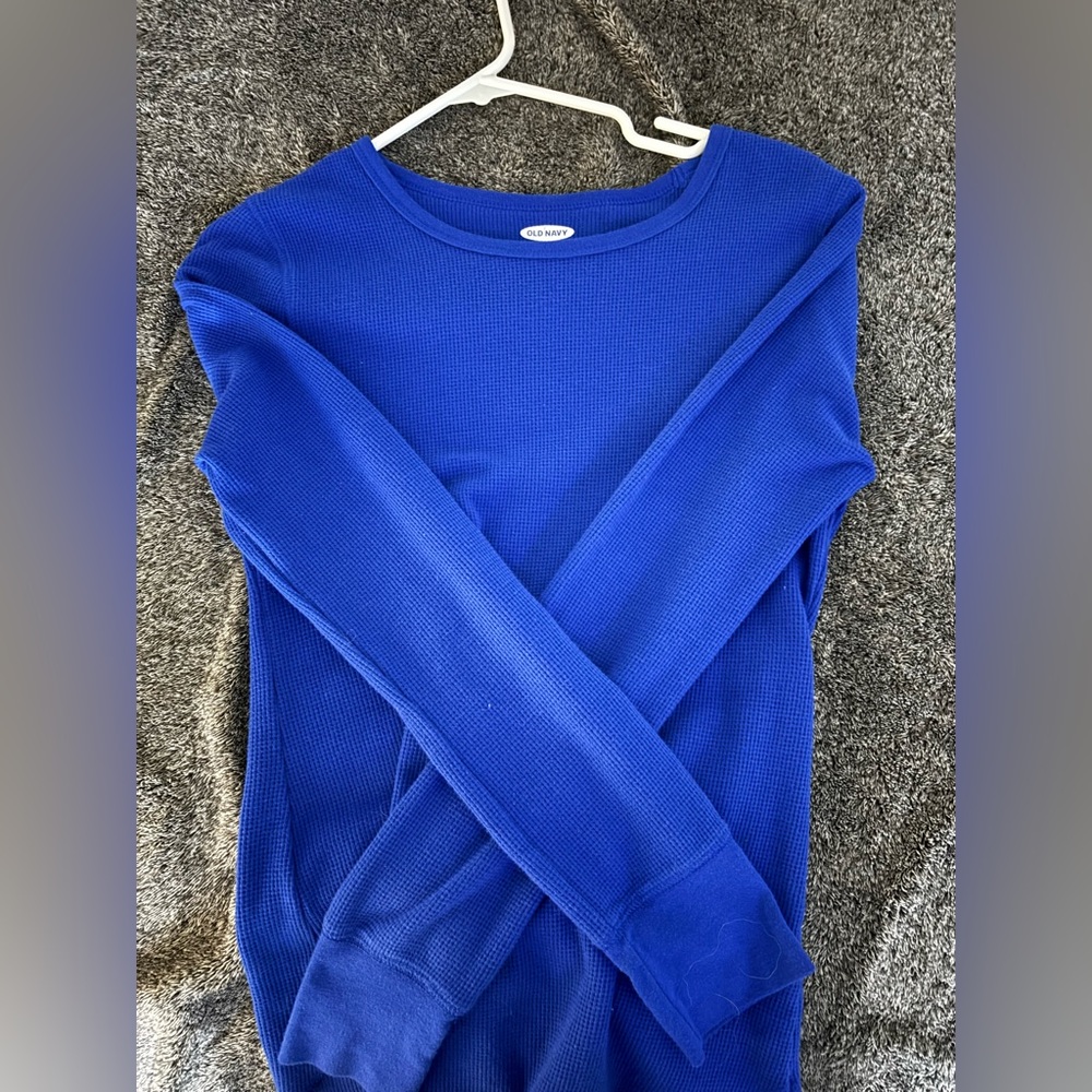 Blue waffle knit top